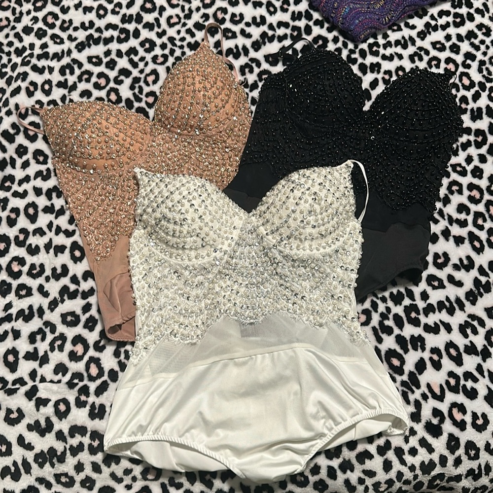 Windsor beaded bodysuits. Shear back